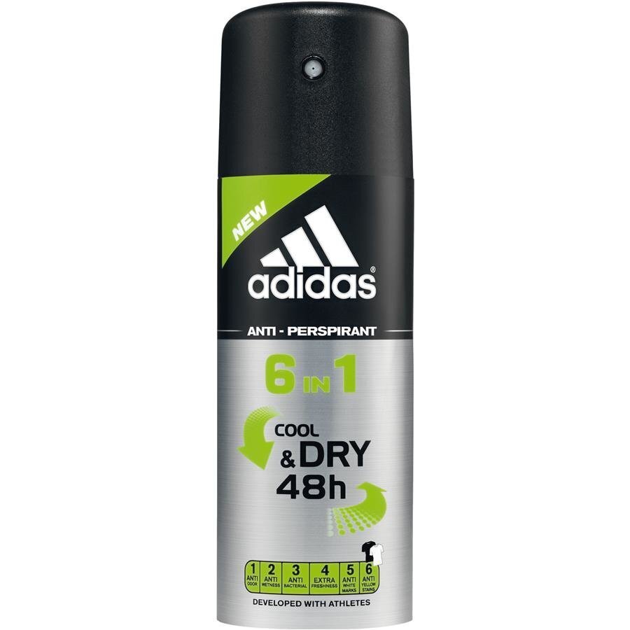 Miesten deodorantti Adidas Cool &amp; Dry 6 in 1 150 ml hinta ja tiedot | Deodorantit | hobbyhall.fi