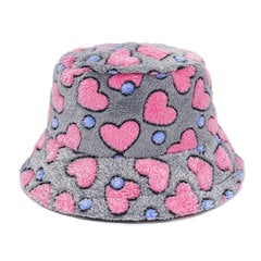 (M 56-58cm-M355-3)2024 Uusi Naisten Talvi Faux Villa Bucket Hattu Strar Heart Printed Leveälierinen lämmin Panama Fisherman Cap hinta ja tiedot | Naisten päähineet | hobbyhall.fi