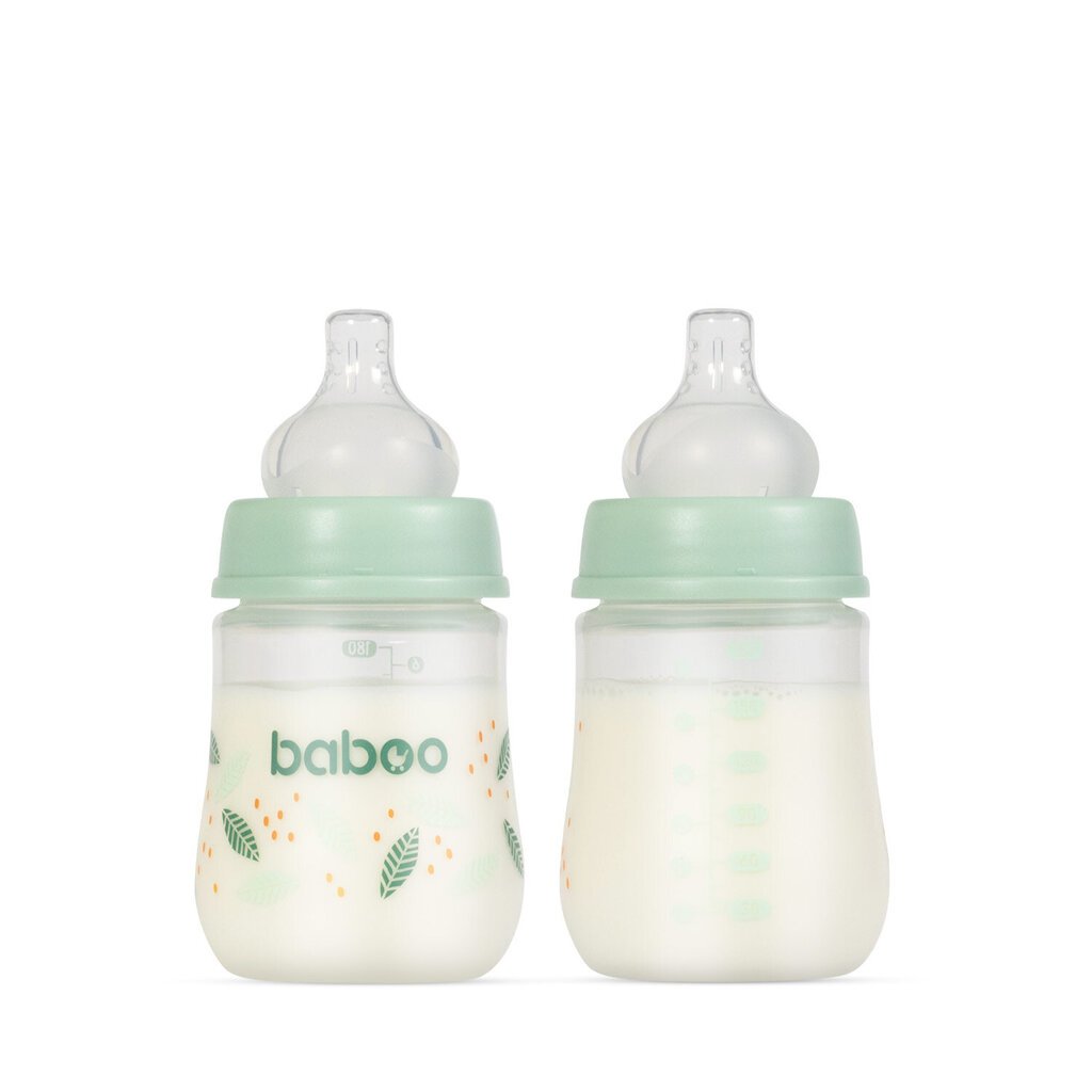 Koliikkituttipullo Baboo, 180 ml, +0 kk, Peachy Keen hinta ja tiedot | Tuttipullot ja tarvikkeet | hobbyhall.fi