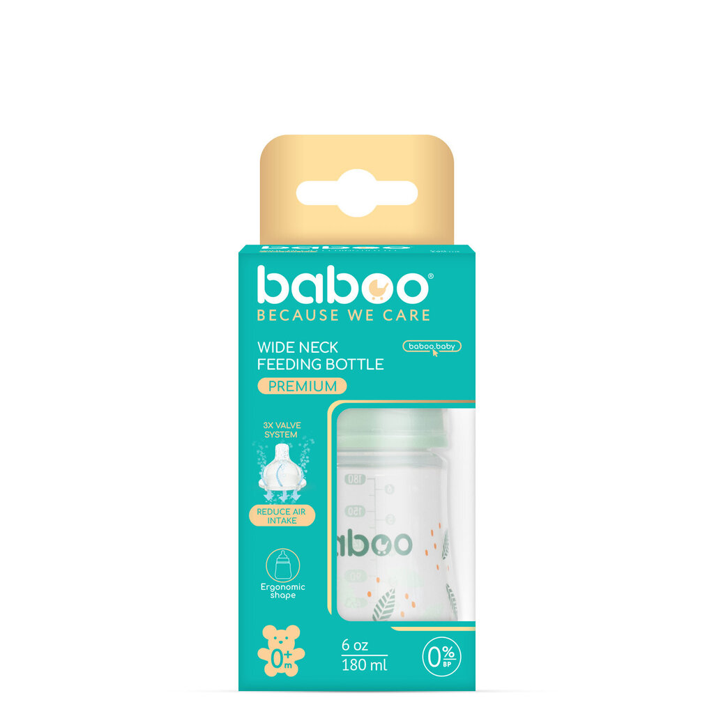 Koliikkituttipullo Baboo, 180 ml, +0 kk, Peachy Keen hinta ja tiedot | Tuttipullot ja tarvikkeet | hobbyhall.fi