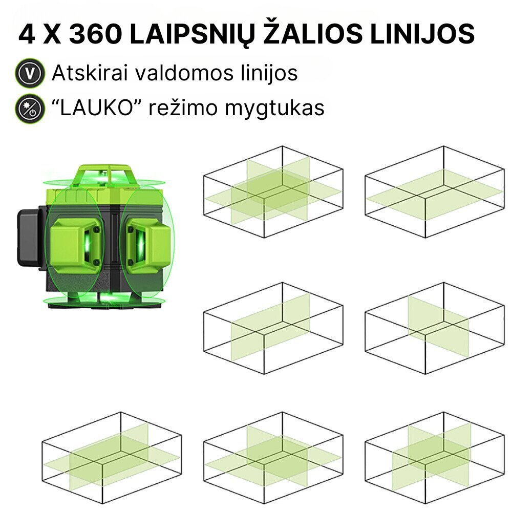 Linjalaser Niveline 4D -paketti kolmijalalla hinta ja tiedot | Käsityökalut | hobbyhall.fi