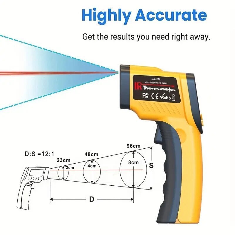 Infrapunatermometri Deal, keltainen. hinta ja tiedot | Grillitarvikkeet ja -välineet | hobbyhall.fi