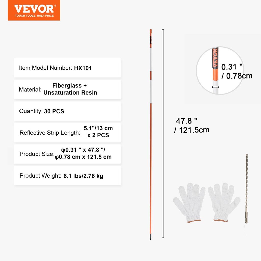 Ajotien merkit Vevor, 30 kpl, oranssit hinta ja tiedot | Lisätarvikkeet autoiluun | hobbyhall.fi