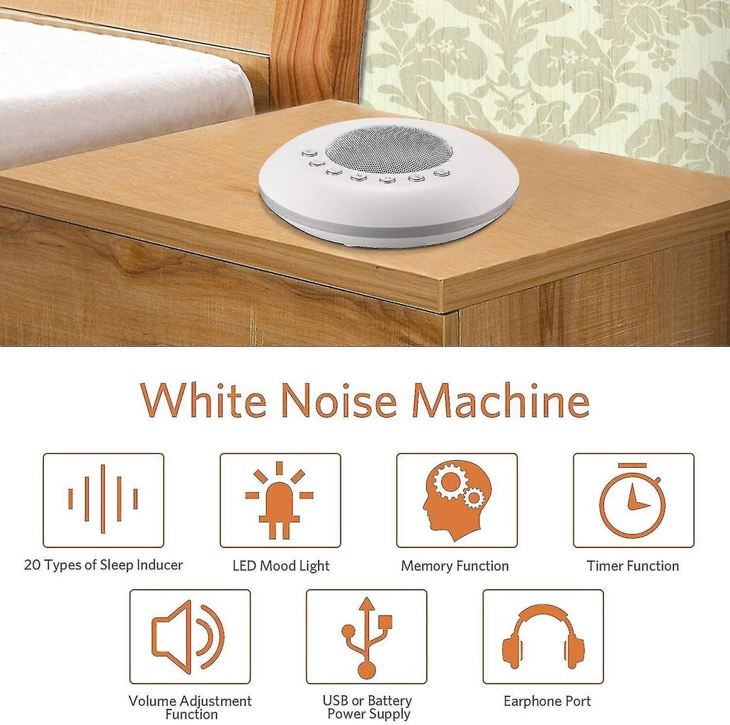 White Noise Machine Rgb / lämmin yövalo, uniavustaja, äänen rentoutumiskone automaattisella sammutusajastimella hinta ja tiedot | Imetystuotteet | hobbyhall.fi