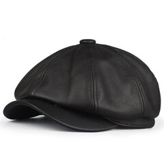 (XL-musta)Retro kahdeksankulmainen aitoa nahkahattu Syksyinen miesten lehmännahkainen baretti Tyylikäs muoti Opiskelija Tongue Cap Snapback Caps miehille hinta ja tiedot | Naisten päähineet | hobbyhall.fi