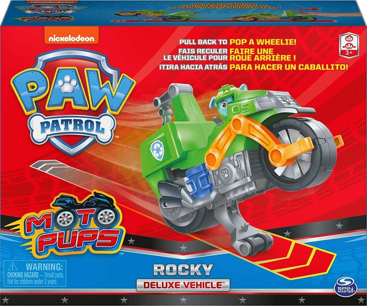 Figuuri ja moottoripyörä Paw Patrol Rocky hinta ja tiedot | Poikien lelut | hobbyhall.fi