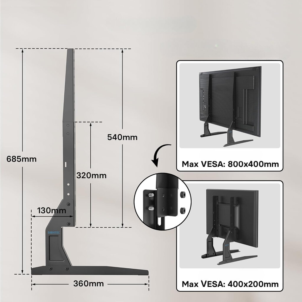 BONTEC säädettävä TV-teline 22-65 tuumaa musta hinta ja tiedot | TV-seinätelineet | hobbyhall.fi