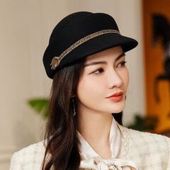 (-musta) 2024 talvimuoti Uusi muotoilu Epäsäännöllinen Fedora Nainen 100 % villaa Newsboy Cap Lady Party Muodollinen silinteri Nainen Huopa Cloche Hattu hinta ja tiedot | Naisten päähineet | hobbyhall.fi