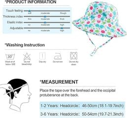 nisex Bucket Hat Lasten aurinkohattu, UPF50 aurinkosuoja Taitettava kesäinen ranta-aurinkolaki säädettävällä leukahihnalla, 1-6 vuotiaat pojat tytöt lapset hinta ja tiedot | Naisten päähineet | hobbyhall.fi