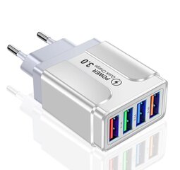 Nopea 4 USB-laturi Quick Charge 3.0 Nopea USB-seinälaturi Kannettava mobiililaturi valkoinen hinta ja tiedot | Puhelimen laturit | hobbyhall.fi