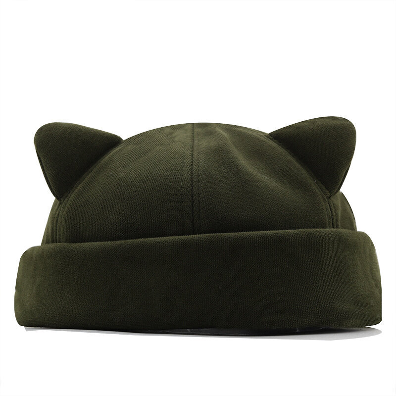 (55cm-58cm-Military Green)Talvikorva Docker-hattu Sailor Cap miehille naisille Brinless Hatut Mokka paksu Hip Hop Pipo Pääkallohattu Yksivärinen Tyttö Pipo Hattu hinta ja tiedot | Naisten päähineet | hobbyhall.fi