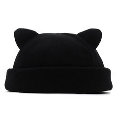 (55cm-58cm-musta)Talvikorva Docker-hattu Sailor Cap miehille naisille Brimless Hatut Mokka paksu Hip Hop Pipo Pääkallohattu Yksivärinen Tyttö Pipo Hattu hinta ja tiedot | Naisten päähineet | hobbyhall.fi