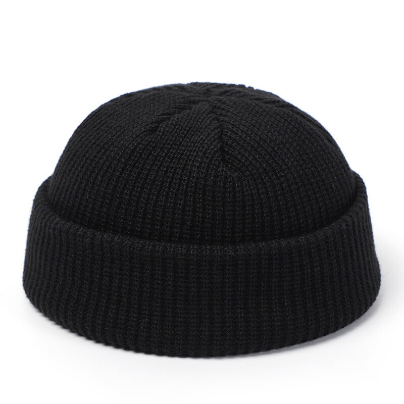 (-Musta)UUSI Naiset Skullcap Miesten Pipo Hattu Talvi Retro Brimless Baggy Melon Cap Cuff Docker Fisherman Beanies Hatut miehille hinta ja tiedot | Naisten päähineet | hobbyhall.fi