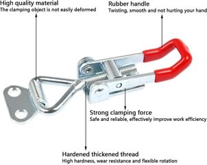 Kiinnityssalvat, 12 kpl:n metallinen vipupuristin, 100 kg/220 lbs, säädettävä kytkin, raskaaseen käyttöön tarkoitettu käsityökalun pitosalpa painike vipusalpa hinta ja tiedot | Sähköiset lisätarvikkeet | hobbyhall.fi