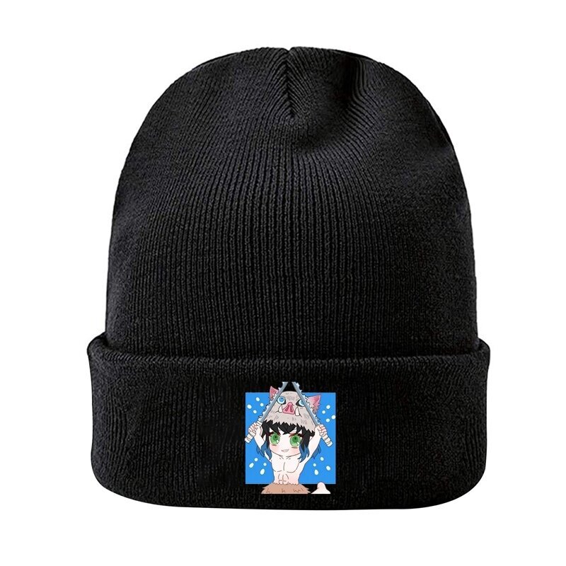 (-HT9667BK)Syksy Talvi Demon Slayer Print Hatut Unisex Pipo Neulottu Hattu Lämmin Akryyli Lippalakit Uusi Muoti Hip Hop Koneppu hinta ja tiedot | Naisten päähineet | hobbyhall.fi