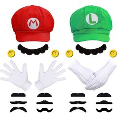 Super Mario Bros Mario ja Luigi Hatut Lipparit Hanskat Napit Cosplay Puku hinta ja tiedot | Miesten korut | hobbyhall.fi