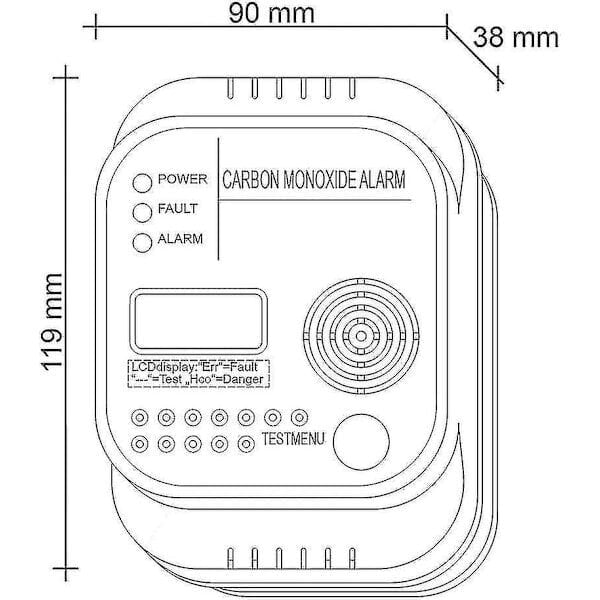 Hiilimonoksididetektori, paristokäyttöinen, kaasuilmaisin näytöllä ja lämpömittarilla - Hyvä hinta ja tiedot | Palovaroittimet | hobbyhall.fi