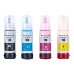 4 kpl 70 ml:n mustepulloa Epson 104 -sarjan musteiden korvaamiseen, yhteensopiva/ei-oem Go Inksiltä hinta ja tiedot | Kannettavien tietokoneiden lisätarvikkeet | hobbyhall.fi