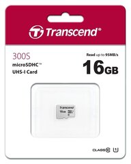 MEMORY MICRO SDHC 16GB W/ADAP/C10 TS16GUSD300S-A TRANSCEND hinta ja tiedot | Transcend Matkapuhelimet ja tarvikkeet | hobbyhall.fi