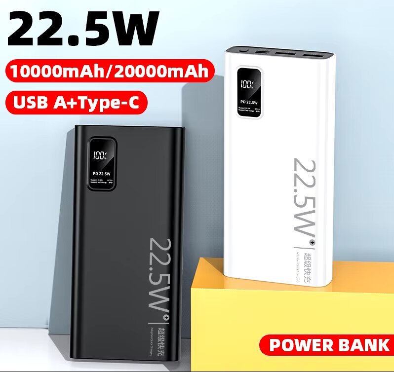 20000mAh suuren kapasiteetin Power Bank 22.5W USB C PD nopea laturi iPhone 16 Samsung Xiaomi 10000mAh kannettava ulkoinen akku hinta ja tiedot | Puhelimen laturit | hobbyhall.fi