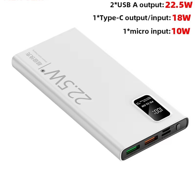 20000mAh suuren kapasiteetin Power Bank 22.5W USB C PD nopea laturi iPhone 16 Samsung Xiaomi 10000mAh kannettava ulkoinen akku hinta ja tiedot | Puhelimen laturit | hobbyhall.fi