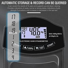 Käden puristusvoiman mittari, 396lbs/180kg Digitaalinen käden dynamometri Käden puristusvoiman mittari USB LCD-näyttö Käden puristusvoiman mittari hinta ja tiedot | Muut urheiluvälineet | hobbyhall.fi