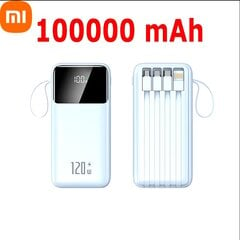 Xiaomi 100000mAh Power Bank 120W Super nopea lataus Sisäänrakennettu neljä johtoa Ultrasuuri kapasiteetti PowerBank Digital Display akku hinta ja tiedot | Puhelimen laturit | hobbyhall.fi