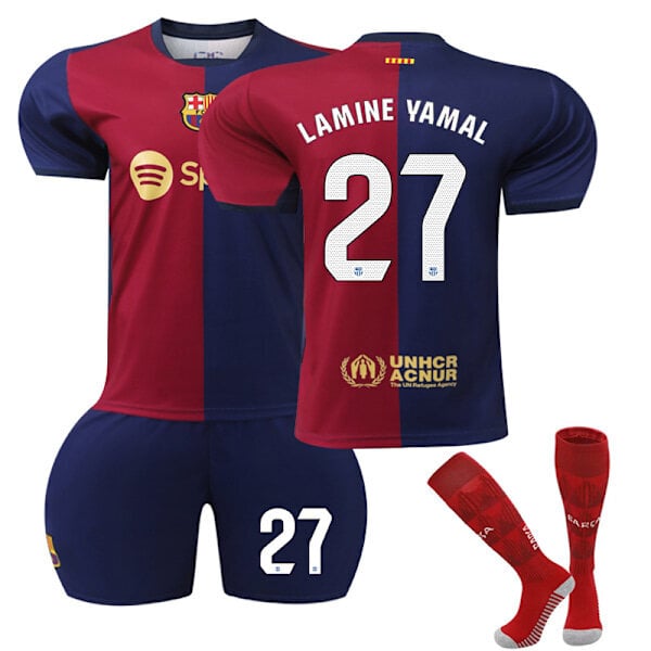 24-25 Lamine Yamal 27 Barcelona Hemma Fotbollströjor För Barn Vuxna Tröjor hinta ja tiedot | Jalkapallovaatteet ja -varusteet | hobbyhall.fi