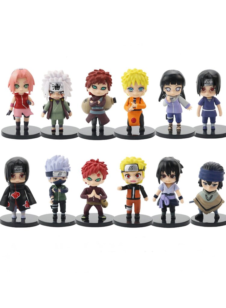 12 kpl Mini NARUTO Figure Sasuke Kakashi Itachi Gaara Jiraiya Q Verison Figurine 7-8cm tukku PVC malli lelut hinta ja tiedot | Pienoismallit | hobbyhall.fi