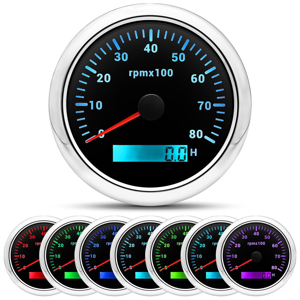 (8000 rpm-BS) 85 mm digitaalinen kierroslukumittari 3000/4000/6000/7000/8000 RPM 7 väriä taustavalaistu veneen kierroslukumittari LCD-näytöllä autoveneelle hinta ja tiedot | Moottorin varaosat | hobbyhall.fi