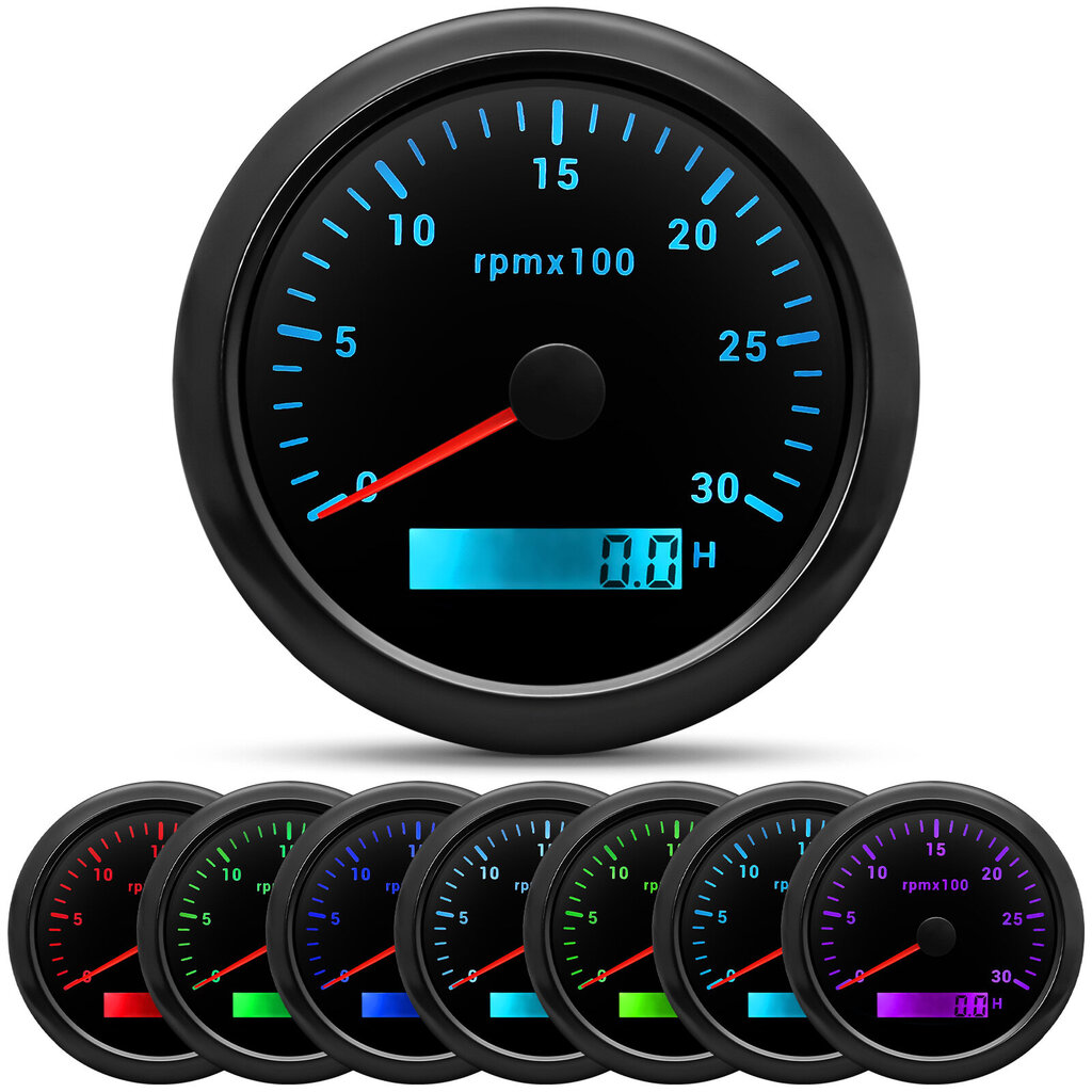 (BN 3000 rpm mittari) RPM Mittari 8000 rpm 6000 rpm 3K-8K 85MM Dieselmoottorin kierroslukumittari REV-laskuri LCD-digitaalisella tuntimittarilla 7 väriä taustavalo 12V/24V hinta ja tiedot | Moottorin varaosat | hobbyhall.fi