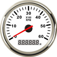 (WS 6000 rpm) 8000 rpm Kierroslukumittari Vene-auto Vene Kierroslukumittari LCD-tuntimittarilla Auton kierroslukumittari punaisella taustavalolla 12V venetarvikkeet meri hinta ja tiedot | Moottorin varaosat | hobbyhall.fi