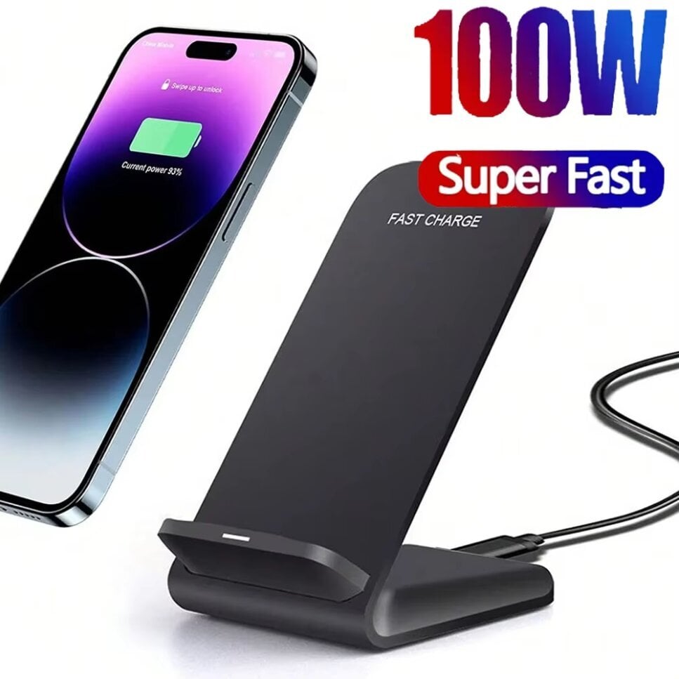 100W uusi langaton laturi jalusta iPhone 15 14 13 12 16 Pro Max XR 8 Samsung Xiaomi hinta ja tiedot | Puhelimen laturit | hobbyhall.fi