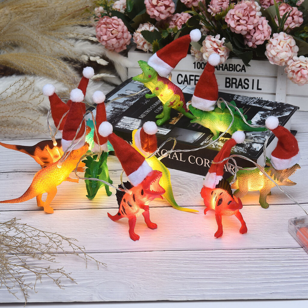 Christmas Dinosaur String Lights Joulun dinosaurusten merkkijonojuhlat tarjoavat huoneen valonauhan hinta ja tiedot | Joulukuuset ja kranssit | hobbyhall.fi