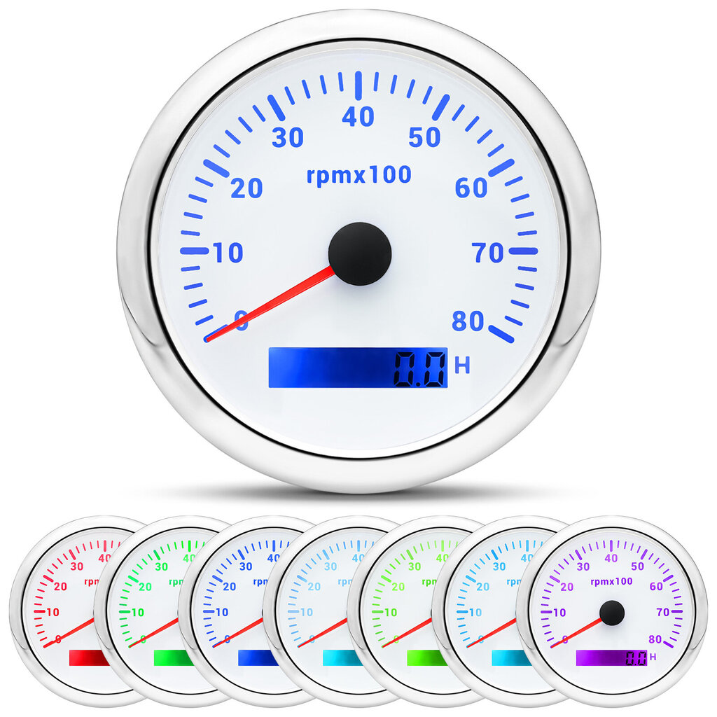 (WS 8000 rpm mittari) HD 7 väriä taustavalo 85 mm kierroslukumittari meriveneen kierroslukumittari mittari LCD Tacho digitaalinen tuntimittari 3K ~ 8K autolle 9-32V hinta ja tiedot | Moottorin varaosat | hobbyhall.fi