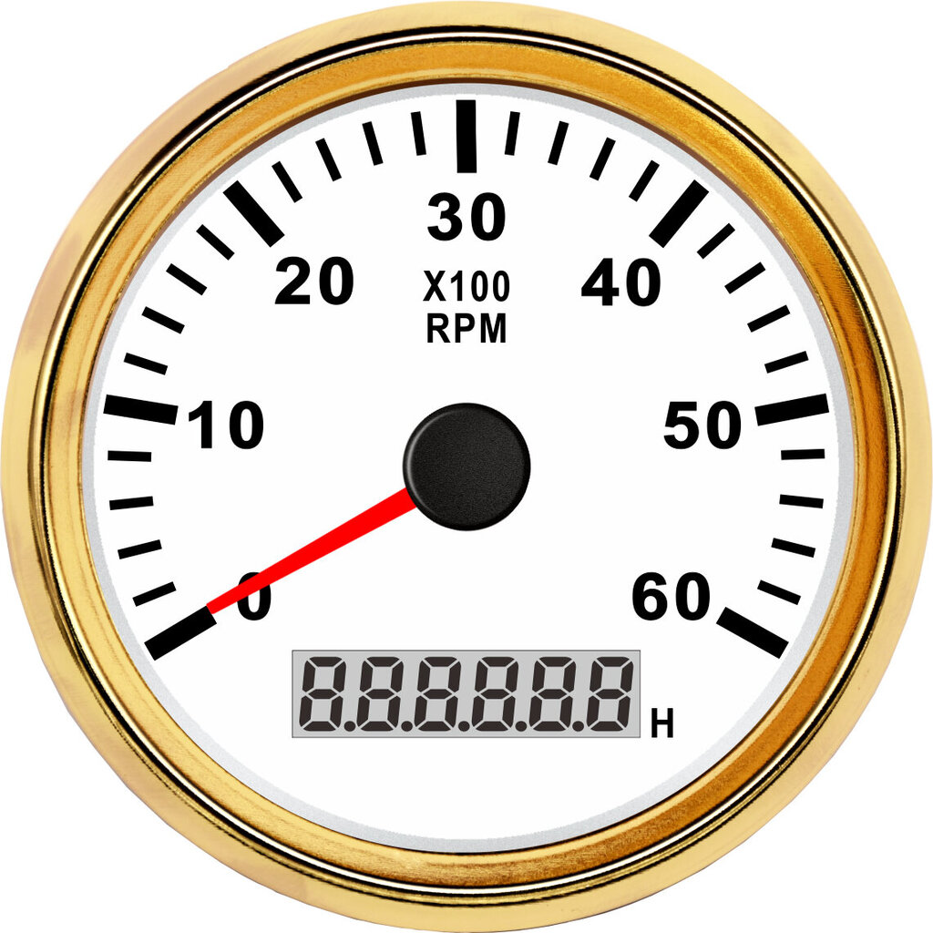 (kultavalkoinen) 85 mm:n veneen kierroslukumittari 0-6000 rpm kierroslukumittarin mittarin digitaalinen käyttötuntimittari meriperämoottorin dieselmoottorin generaattori 9-32 V hinta ja tiedot | Moottorin varaosat | hobbyhall.fi