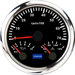 (BS 7000 RPM) 85 mm:n kierroslukumittarin mittari 0-3000 RPM 4000 RPM 6000 RPM 8000 RPM 3 in 1 -mittari Veden lämpötila Öljynpaineen tuntimittari 7 Väri Taustavalo 9-32V hinta ja tiedot | Moottorin varaosat | hobbyhall.fi