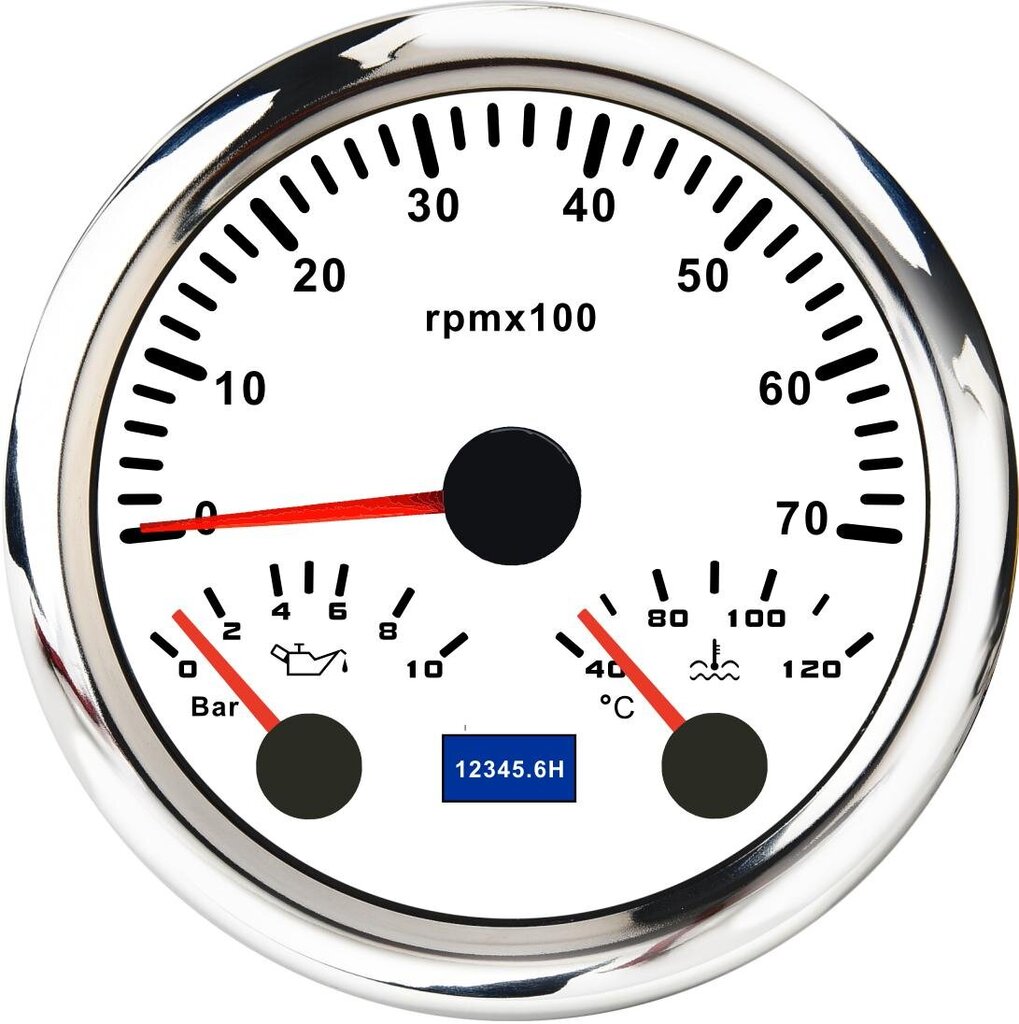 (WS 7000 RPM) 85 mm kierroslukumittarin mittari 0-3000 rpm 4000 rpm 6000 rpm 8000 rpm 3 in 1 mittari Veden lämpötila Öljynpaineen tuntimittari 7 värillinen taustavalo 9-32 V hinta ja tiedot | Moottorin varaosat | hobbyhall.fi