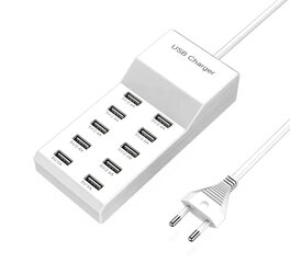 USB-laturi 10-porttinen USB-latausasema useille laitteille 50W USB-keskitin sovitin iPhone Samsung Xiaomi Huawei hinta ja tiedot | Puhelimen laturit | hobbyhall.fi