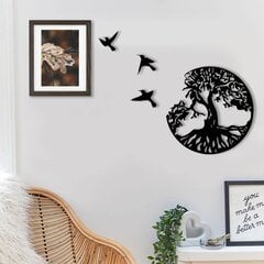 Metalliseinätaide Elämänpuu lintujen kanssa Musta Deco - 28CM/11.02in Tree of Life Wall Art Moderni metalliseinätaide Perhekyltti Metallipuu kodinsisustus hinta ja tiedot | Sisustuspaneelit | hobbyhall.fi