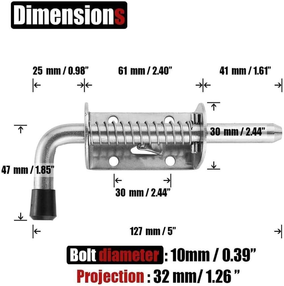 2 kpl Heavy Duty ruostumattomasta teräksestä valmistettu jousisalpa, 10 x 128 mm ruostumattomasta teräksestä valmistetut jousipultit, tynnyripultti autotallin/puutarhan ovelle, kaappi hinta ja tiedot | Oven saranat ja lisävarusteet | hobbyhall.fi