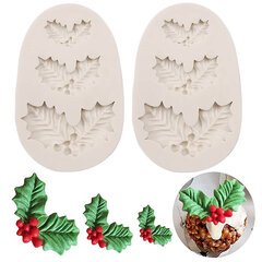 2 kpl Christmas Holly Leaf silikonimuotti kakkumuotti hinta ja tiedot | Joulukuuset ja kranssit | hobbyhall.fi