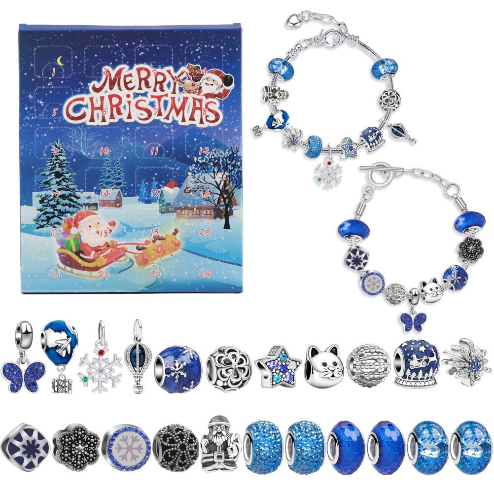 Joulun adventtikalenteri DIY Charm rannekorun valmistussarja lapsille 24 päivän joulukalenteri korut lahjat tytöille hinta ja tiedot | Joulukoristeet | hobbyhall.fi