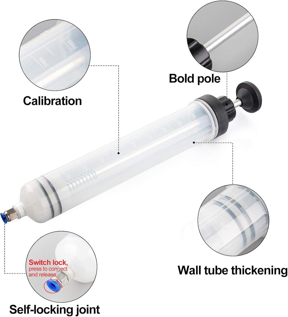 Öljyruisku 500 ml öljyn imuruisku-siirtopumppu, jarrunesteruisku jatkeputki-tyhjennysruiskulla käsipumppu hinta ja tiedot | Puutarhapumput | hobbyhall.fi