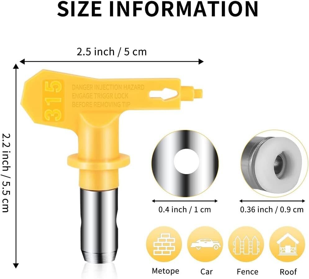 5 Pack Airless Käännettävä värisuutin, jossa kärjen suojus, välilaite ja suihkeosat (215 315 417 523), keltainen hinta ja tiedot | Keittiökalusteiden lisätarvikkeet | hobbyhall.fi