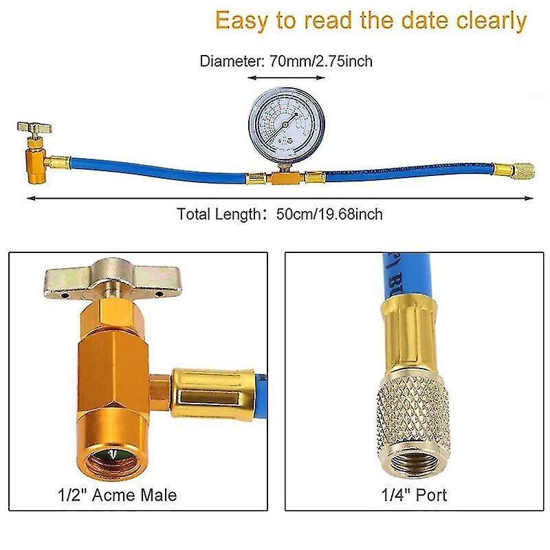 Jääkaapin latausletku R134a – ilmastointimittarilla – R134a kylmäaine voidaan liittää R-12/r-2:een hinta ja tiedot | Kotitaloustarvikkeet | hobbyhall.fi