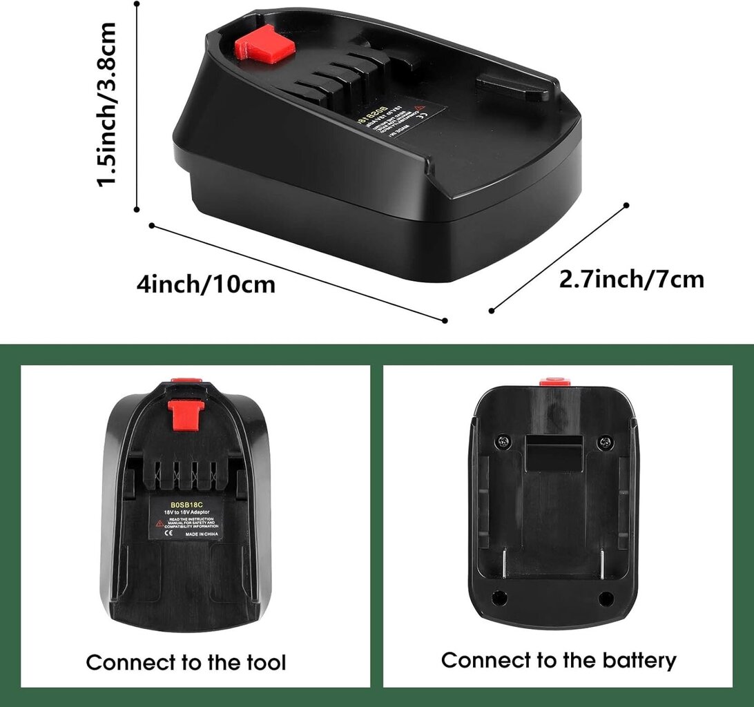 BOSB18C-akkusovitin Bosch Professionalille 18 V järjestelmäakku GBA 18 V akku BAT609 BAT610 BAT618 BAT619 Toimii Bosch 18 V PBA -järjestelmän sähkötyökalussa hinta ja tiedot | Paristolaturit | hobbyhall.fi