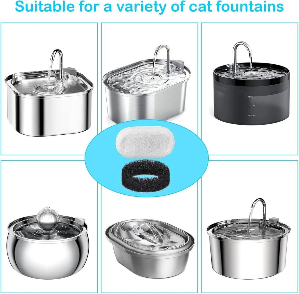 18+18 kpl Cat Water Fountain Suodatin, Cat Water Fountain Suodatin, 18 Kpl Aktiivihiilisuodatin + 18 Kpl Cat Water Foam Sieni hinta ja tiedot | Ruokakupit ja ruokintatarvikkeet | hobbyhall.fi