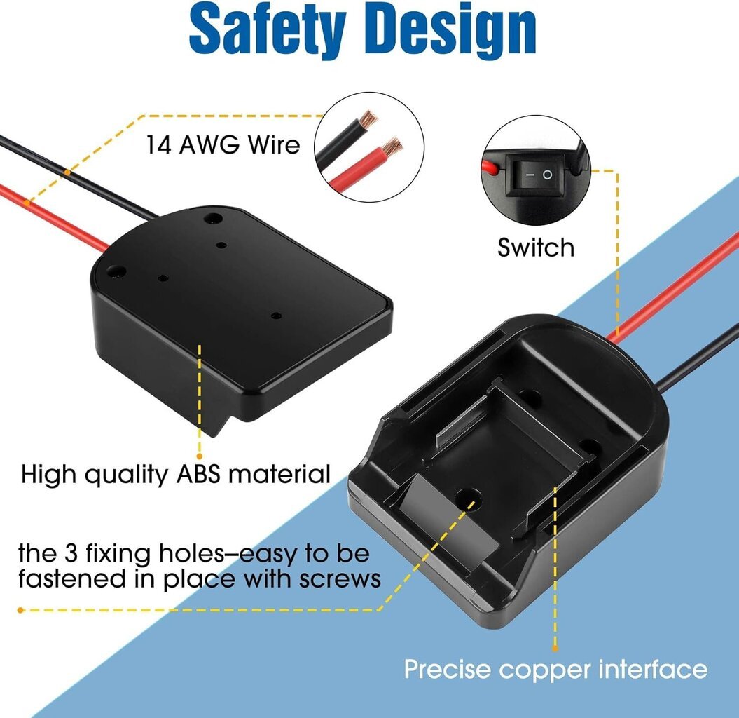 18 V akkusovitin Makitalle 18 V akku 14 AWG kaapelilla, akun muunnin, päivityslelu, ABS:n muokkaaminen, yhteensopiva MAKITA BL1815 BL1830 BL1840 BL1850 kanssa hinta ja tiedot | Paristolaturit | hobbyhall.fi