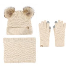 3 Pack Kids Talvi Fleece Lämmin Neulottu Hattu Käsineet Huivi Paksu Fleece Vuorattu Hiihtohattu Pom Pom Kaulalla Lämpimät Rukkaset Pojille Tytöille Beige kolmiosainen setti hinta ja tiedot | Miesten hatut, huivit ja käsineet | hobbyhall.fi